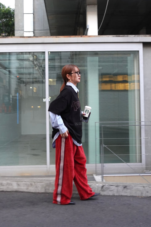 ベロアラインルーズパンツ